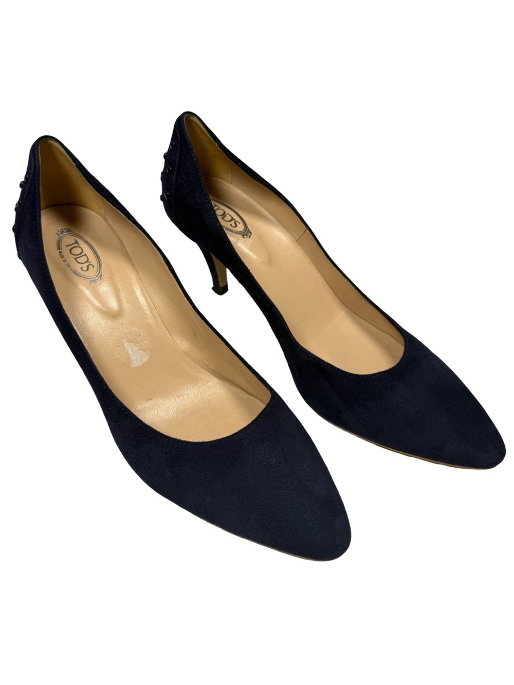 Tod’s women’s Sz 10 Navy Suede Pointed Toe Pumps Italian Luxury Designer Office